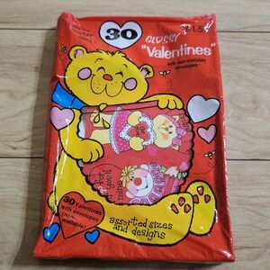Vintage Valentines Day Cards Cute Bears Kids Gibson Cards 1980s NOS NEW 30 pk